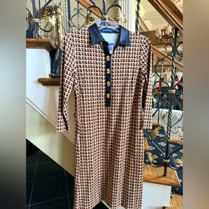 J.McLaughlin Falcon NWT. Tan/Brown/Black Marseilles Geo. Faux Leather Collar. S